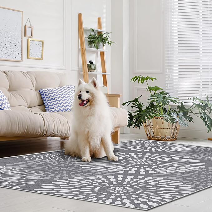 LuxStep Area Rug, 2'x3' Entryway Rug, Non-Slip Washable Hallway Runner Rug, Ultra-Thin Foldable Indoor Carpet for Kitchen Bedroom Bathroom, Grey
