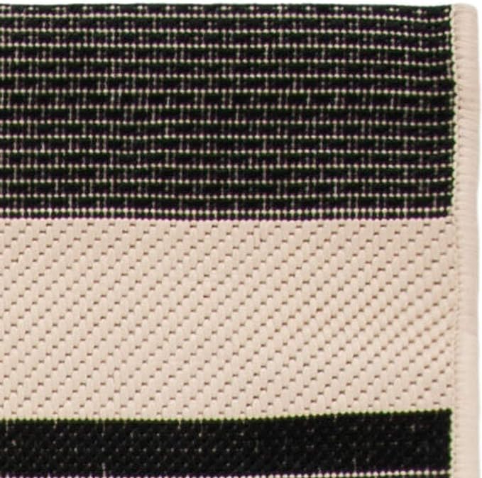 SAFAVIEH Courtyard Collection Runner Rug - 2'3' x 6'7', Black & Bone, Stripe Design, Non-Shedding & Easy Care, Indoor/Outdoor & Washable-Ideal for Patio, Backyard, Mudroom (CY6062-216)