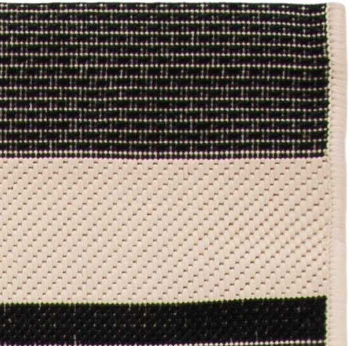 SAFAVIEH Courtyard Collection Runner Rug - 2'3' x 8', Black & Bone, Stripe Design, Non-Shedding & Easy Care, Indoor/Outdoor & Washable-Ideal for Patio, Backyard, Mudroom (CY6062-216)