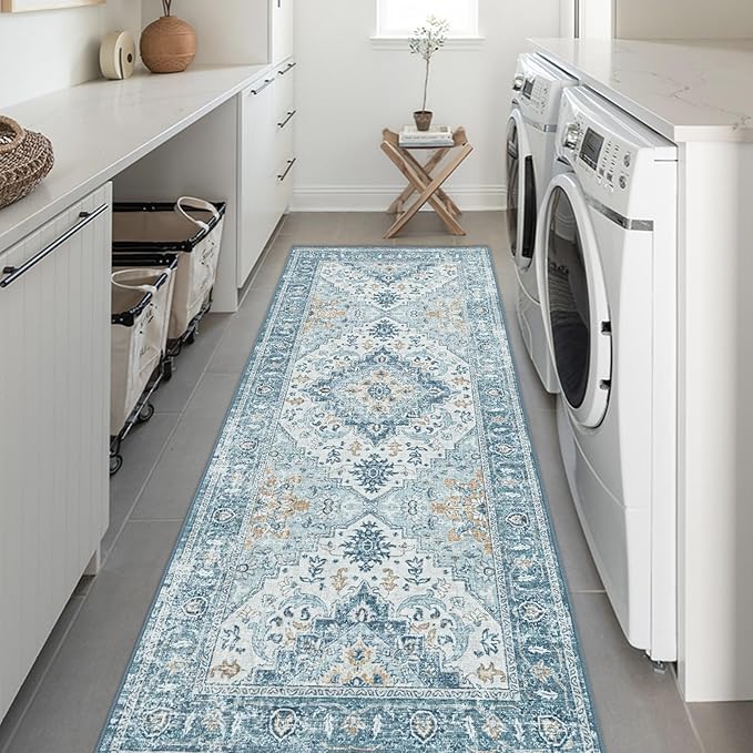 ILANGO Non Slip Rugs for Hallway, 2'5"x6' Distressed Vintage Kitchen Runner Washable, Carpet Runner Floor Mat for Indoor Entryway Bedroom Laundry Room, Easy to Clean