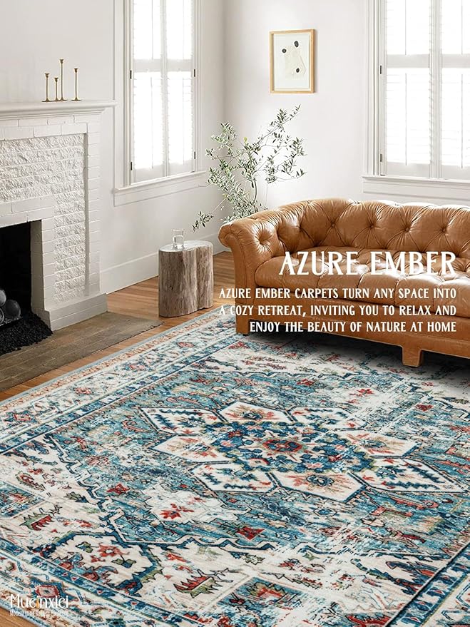 2x3 Area Rug - Non-Slip Machine Washable Low-Pile Carpet for Entryway, Living Room, Bedroom | Vintage Door Mat, Soft Bohemian Floor Decor & Kitchen Bedside Rug