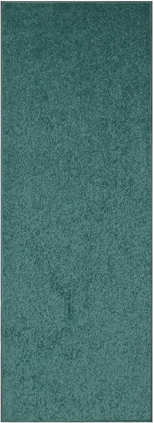 Furnish my Place Modern Plush Solid Color Rug - Teal, 4' x 22', Pet and Kids Friendly Rug. Made in USA, Area Rugs Great for Kids, Pets, Event, Wedding