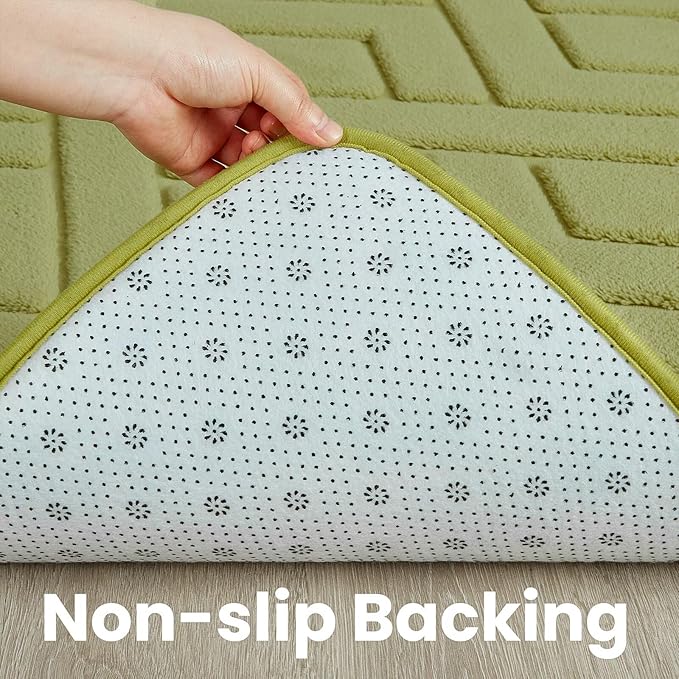 Ultra Soft Green Area Rug for Bedroom, 4x6 Modern Geometric Shag Rugs with Nonslip Backing for Living Room, Washable Fuzzy Carpet for Cozy Kids Room Nursery