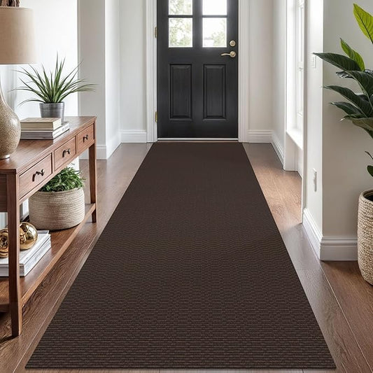 KOZYFLY Washable Runner Rug 3x8 ft Non Slip Runners for Hallways Kitchen Rugs Bobo Entryway Runner Indoor, Carpet Runners for Hall Entryway Bedroom, Coffee/Brown