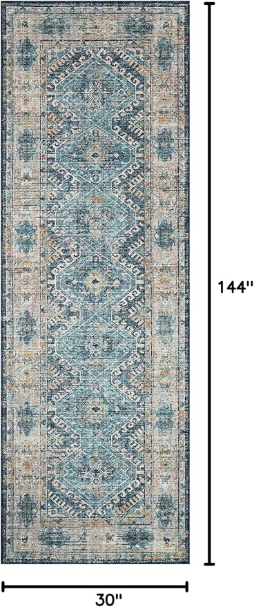 Loloi II Skye Collection SKY-03 Denim/Natural 2'-6" x 12'-0" Runner Rug