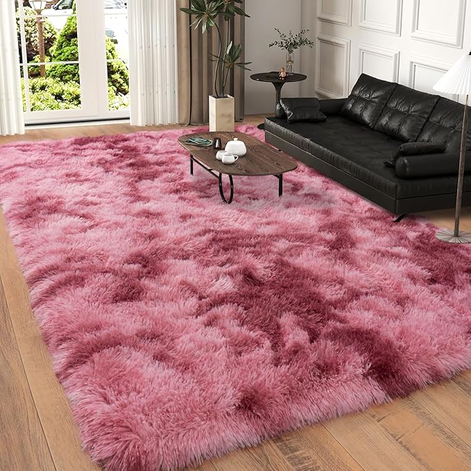 5x7 Area Rugs for Living Room, Plush Thick Carpets for Boy and Girls Room, Modern Soft Shag Rug for Bedroom, Non Slip, Large Indoor Carpet for Nursery Dorms Home Decor Aesthetic, Red