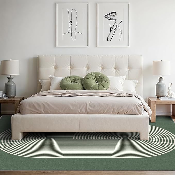 Bavni 5x7 Area Rugs, Abstract Machine Washable Rug Non Slip, Modern Printed Soft Living Room Rug, Stain Resistant Rugs for Bedroom, Dining Room, Sage Green Lines