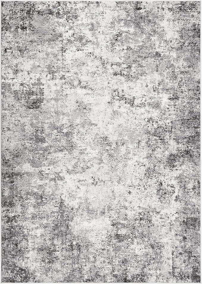 10x12 Area Rug Living Room Rugs - Washable Neutral Modern Abstract Soft Thin Large Rug Indoor Floor No Slip Rug Carpet for Bedroom Under Dining Table Home Office Decor - Grey