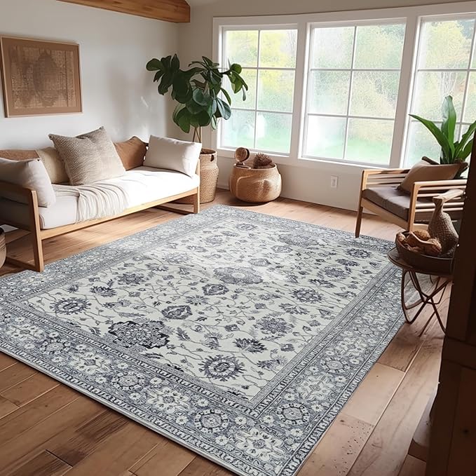 ILANGO Non Slip Runner Rugs for Hallway, 5'x7' ft Distressed Traditional Kitchen Washable, Carpet Runner Floor Mat for Indoor Entryway Bedroom Laundry Room, Easy to Clean
