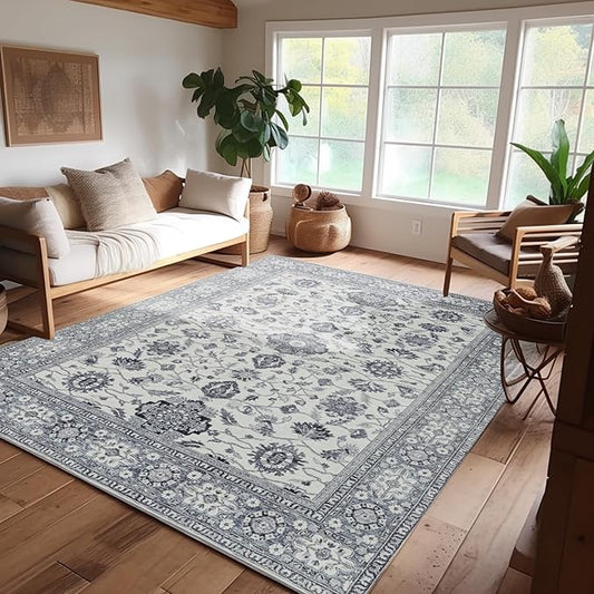 ILANGO Non Slip Runner Rugs for Hallway, 5'x7' ft Distressed Traditional Kitchen Washable, Carpet Runner Floor Mat for Indoor Entryway Bedroom Laundry Room, Easy to Clean