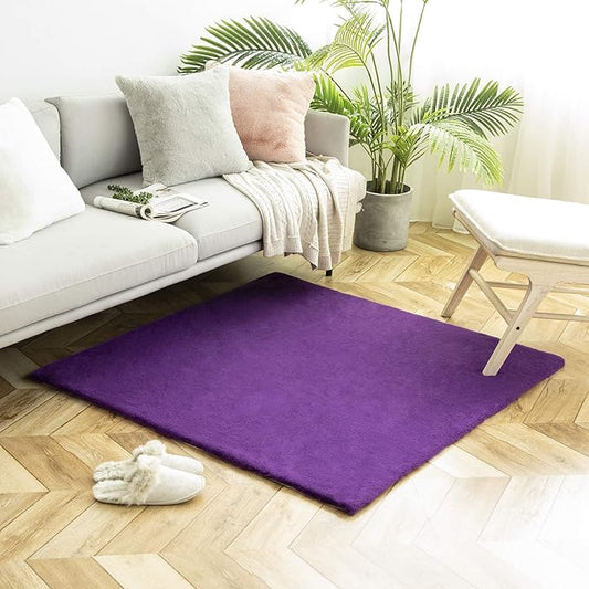 Ashler HOME DECO Ultra Soft Faux Rabbit Fur Chair Couch Cover Area Rug for Bedroom Floor Sofa Living Room Purple 4 x 4 Feet