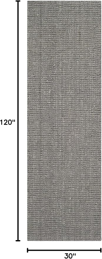 SAFAVIEH Natural Fiber Collection Runner Rug - 2'6" x 10', Light Grey, Handmade Chunky Textured Jute 0.75-inch Thick, Ideal for High Traffic Areas in Living Room, Bedroom (NF447G)
