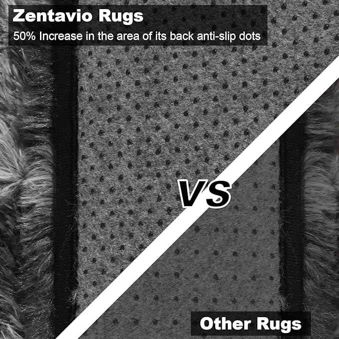 Zentavio Runner Rugs for Hallway 2x6 Shag Soft Bedroom Bedside Rugs Non Slip Fluffy Carpet for Kids Girls Boys Home Decor Aesthetic Dorm Nursery Tie-Dyed Black Grey
