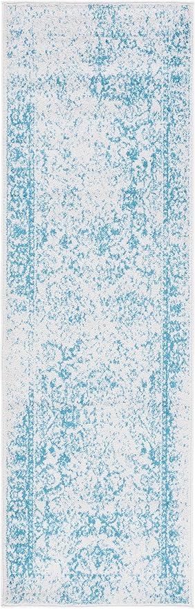 SAFAVIEH Adirondack Collection Runner Rug - 2'6" x 10', Ivory & Teal, Oriental Distressed Design, Non-Shedding & Easy Care, Ideal for High Traffic Areas in Living Room, Bedroom (ADR109D)