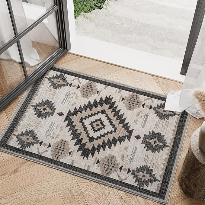 Southwestern Rug 2x3 for Entryway Western Aztec Area Rugs Machine Washable Tribal Navajo Southwest Rug Non Slip Printed Low-Pile Indoor Door Mat Floor Carpet for Kitchen Bathroom Laundry