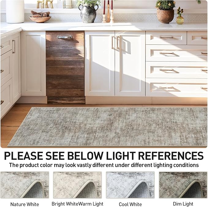 2'6''x8' Runner Rugs Washable Rug: Modern Abstract Living Room Rug Soft Anti-Skid Thin Carpet Indoor Floor Non-Shedding Carpets for Bedroom Dining Room Farmhouse Nursery Home Office Brown Black