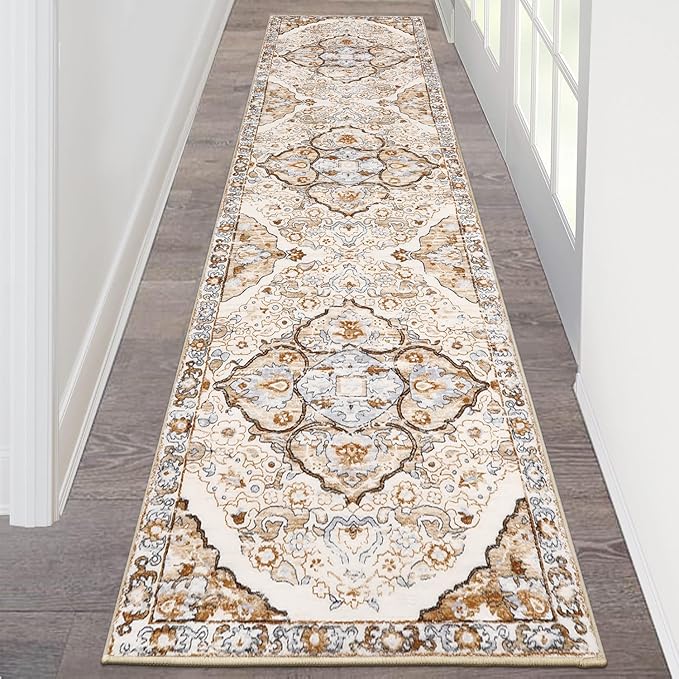 HEBE Hallway Runner Rug 2'x8' Washable Vintage Distressed Area Rugs Non Slip Laundry Rug Runner Boho Floor Carpet Runners for Hallways Entryway Laundry Room Kitchen Bathroom