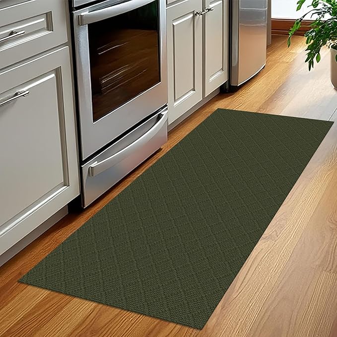 KOZYFLY Runner Rug 2x5 Ft Washable Runners for Hallways Non Slip Rubber Backed Kitchen Runners, Braided Entryway Runner Indoor, Floor Carpet for Hallway Kitchen Entryway Bedroom, Dark Green