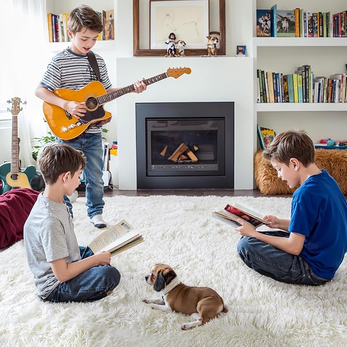 Thick Area Rug 6x9 Cream White Fluffy Shag for Bedroom Living Room, Soft Plush Washable Thickened Non-Slip Fuzzy Furry Carpet, Modern Shaggy Large Rugs for Kids Nursery Boys Girls Dorm, Ivory