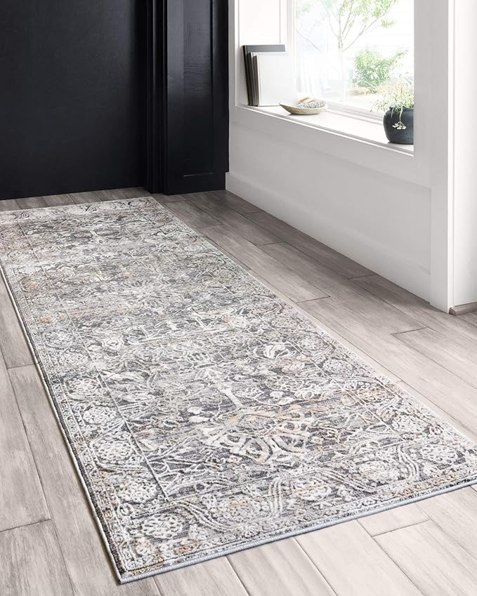 Loloi II Lucia Collection LUC-03 Steel/Ivory 2'-8" x 8' Runner Rug