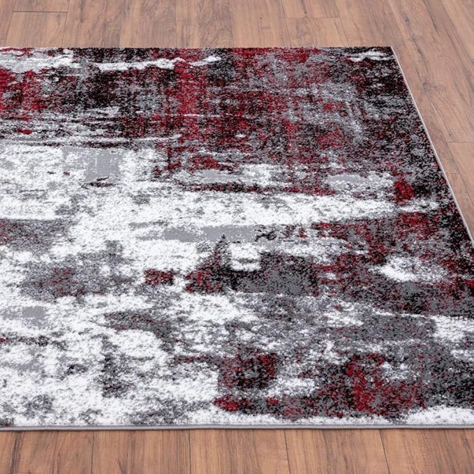 LUXE WEAVERS Modern Abstract Art Red 2x3 Area Rug