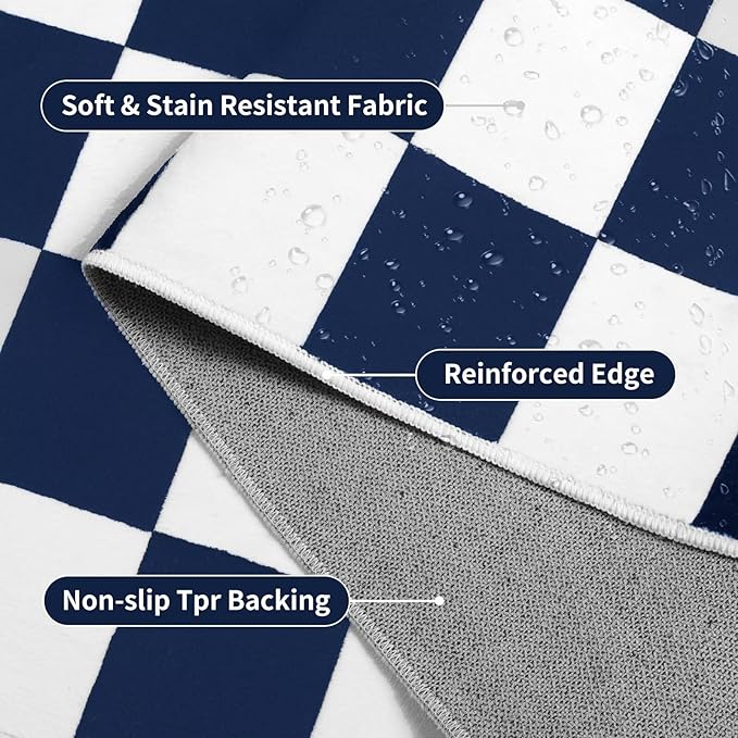 Terrug Navy and White Checkered Rug for Living Room Bedroom, 6x9 Soft Washable Area Rug with Non Slip, Low Pile Stain Resistance Carpet for Kids Room Entryway Kitchen Dorm