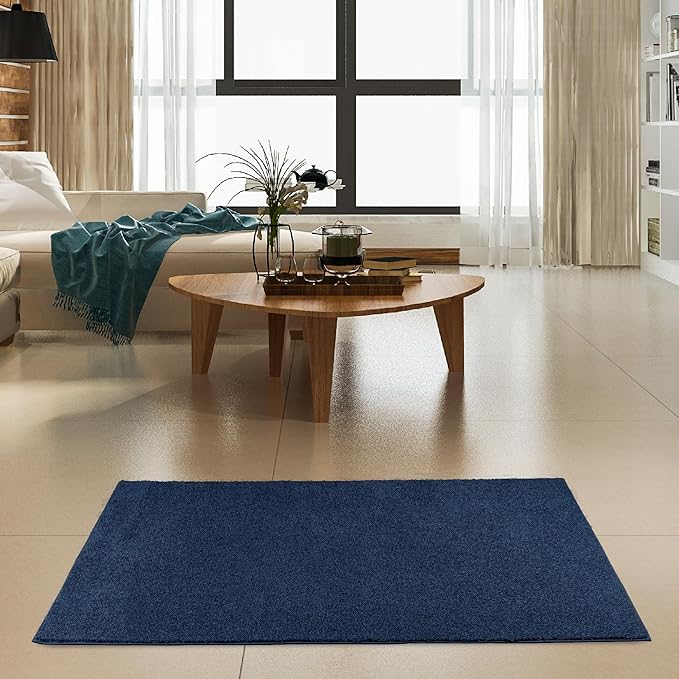 Furnish my Place Modern Indoor/Outdoor Commercial Solid Color Rug - Navy, 3' x 16', Runner, Pet and Kids Friendly Rug. Made in USA, Area Rugs Great for Kids, Pets, Event, Wedding