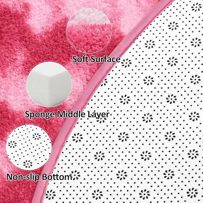 Lascpt Round Rug for Bedroom 4x4, Tie-Dyed Pink Circle Rug for Living Room Super Soft Thicken Memory Foam Circular Rug, Indoor Area Rug for Modern Home Decor, Round Carpet for Nursery Kid's Room