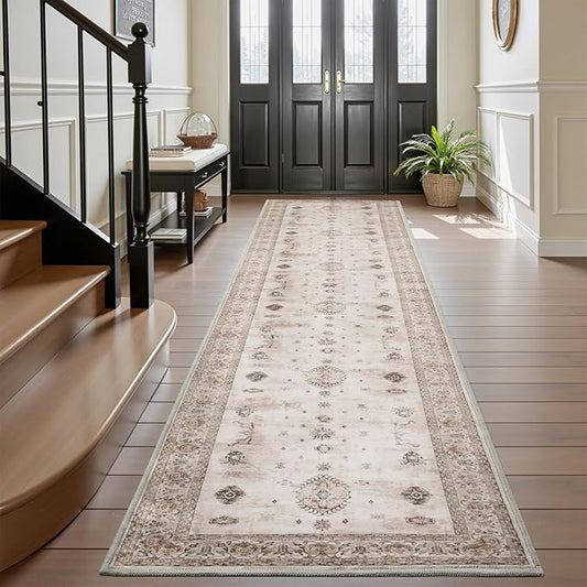 AMOAMI Vintage 2X10 Runner Rug Non Slip Soft Runners for Hallways Washable Hallway Runner Rug Bedside Rugs for Bedroom Long for Hallways Entryway Laundry Room Stair Kitchen Bathroom