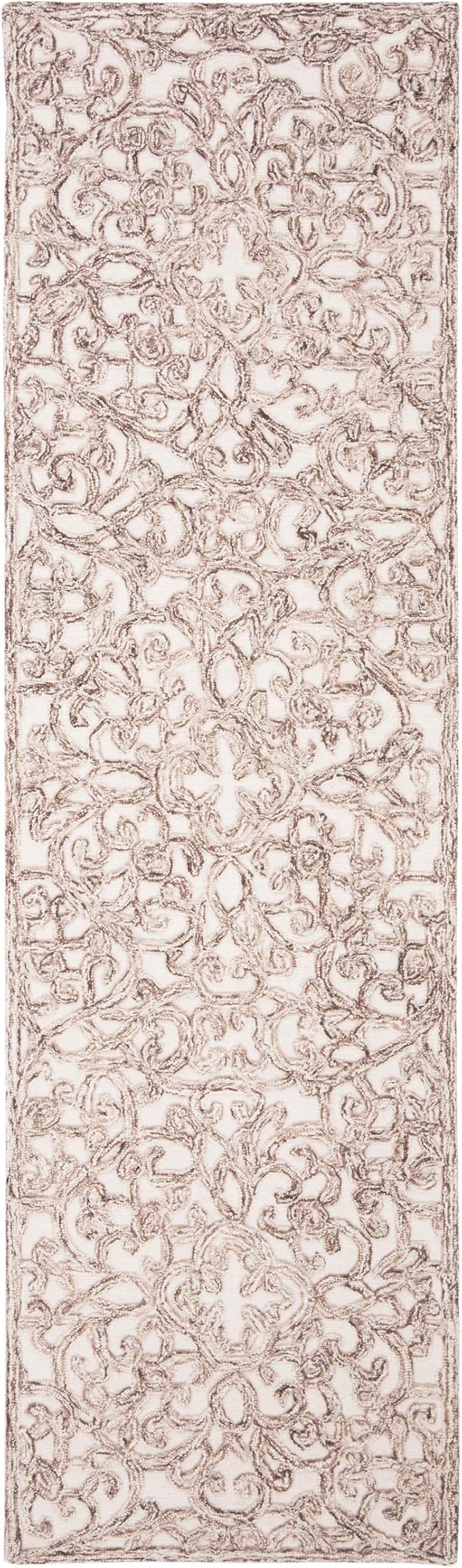 SAFAVIEH Trace Collection Runner Rug - 2'3" x 8', Brown & Ivory, Handmade Wool, Ideal for High Traffic Areas in Living Room, Bedroom (TRC103T)