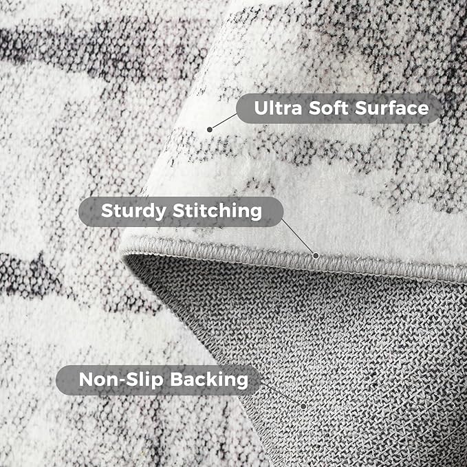 jinchan Area Rug 2x3 Modern Abstract Washable Entryway Rug Soft Small Grey Multi Contemporary Accent Mat Non Slip Backing Carpet for Kitchen Bathroom Laundry Room