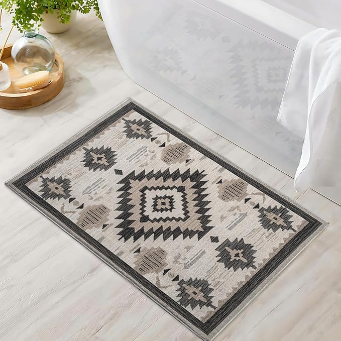 Southwestern Rug 2x3 for Entryway Western Aztec Area Rugs Machine Washable Tribal Navajo Southwest Rug Non Slip Printed Low-Pile Indoor Door Mat Floor Carpet for Kitchen Bathroom Laundry