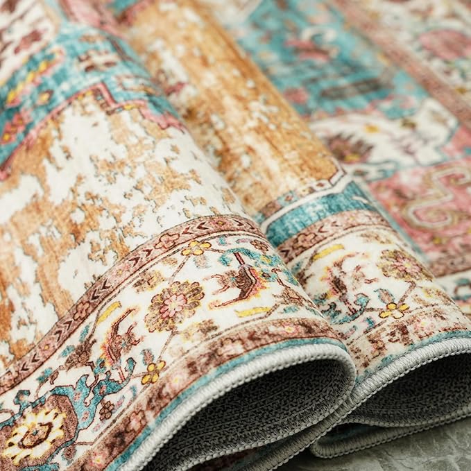 RUUGME Washable 8x10 Area Rugs - Large Rugs for Living Room Stain Resistant Carpet Vintage Rugs for Bedroom with Non Slip Backing Home Decor Floor Decoration Mat (8x10 Green)