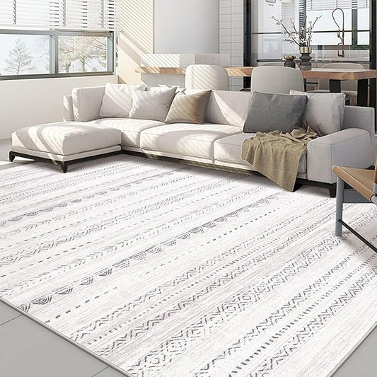 10x14 Area Rugs Living Room: Washable Boho Large Neutral Modern Soft Stain Resistant Farmhouse Indoor Floor Rug Non Slip Accent Carpet for Bedroom Nursery Kids Playroom Office Dining Room- Gray