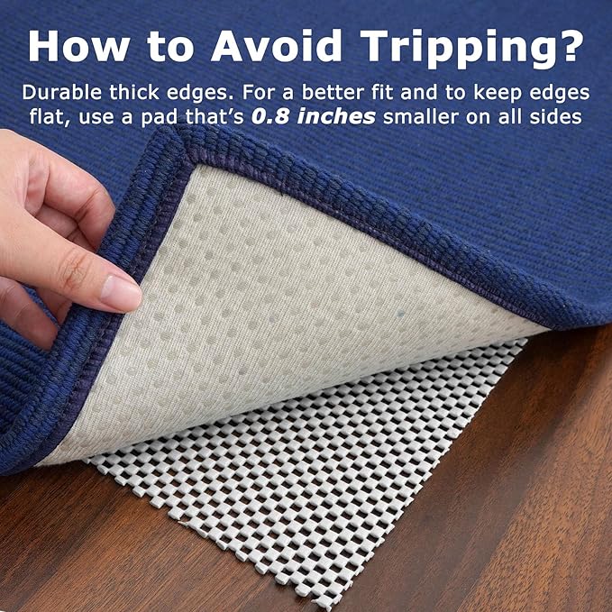 KOZYFLY Washable Runner Rug 2x6 Ft Runners for Hallways Kitchen Runner Rugs with Rubber Backing Braided Cotton Entryway Runner Indoor, Carpet Runners for Hallway Entryway Bedroom, Navy/Dark Navy