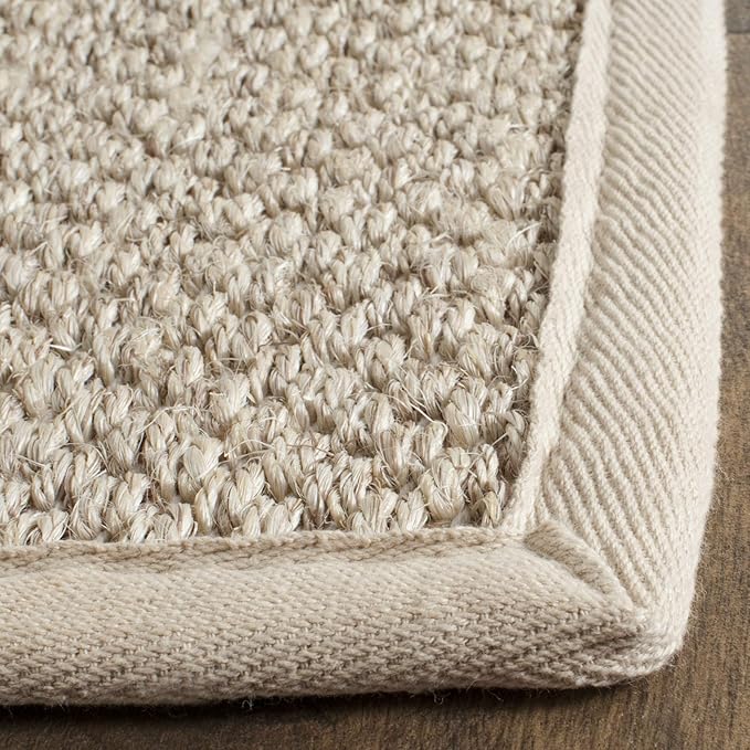 SAFAVIEH Natural Fiber Collection Runner Rug - 2'6" x 20', Marble & Beige, Border Sisal Design, Easy Care, Ideal for High Traffic Areas in Living Room, Bedroom (NF143C)
