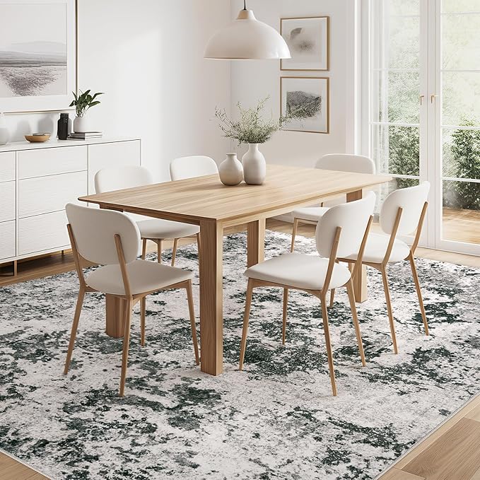Area Rugs for Living Room: 5x7 Abstract Washable Rug Large Soft Stain Resistant Non-Slip Backing for Bedroom Dining Room Indoor Home Office Carpet for Kids Pet Friendly Families - Dark Grey