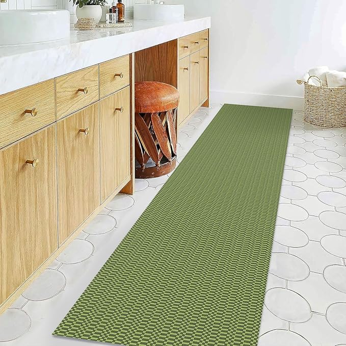 KOZYFLY Washable Runner Rug 2x8 Ft Runners for Hallway Rubber Backed Kitchen Runner Rugs Braided Cotton Entryway Runner Indoor, Carpet Runners for Hallway Entryway Bedroom, Green