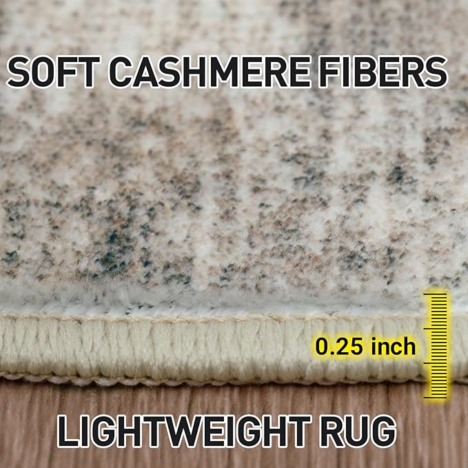 10x14 Area Rugs Washable Rug: Modern Abstract Living Room Rug Soft Anti-Skid Thin Carpet Indoor Floor Non-Shedding Carpets for Bedroom Dining Room Farmhouse Nursery Home Office Brown Black