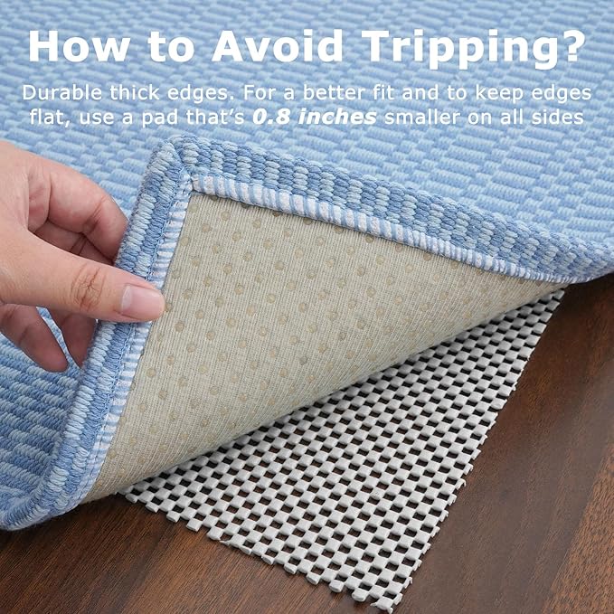 KOZYFLY Washable Runner Rug 2x6 Ft Runners for Hallways Kitchen Runner with Rubber Backing Braided Cotton Entryway Runner Indoor, Carpet for Hallway Kitchen Entryway Bedroom, Blue