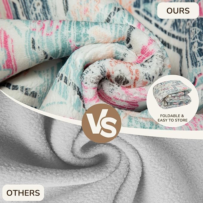 BESTSWEETIE 2x10 Area Rugs for Living Room, Washable Ultra Soft Boho Vintage Print Pattern Rug Non Slip Low Pile Carpet for Dining Room Bedroom Entryway Indoor-Multi/Blue/Beige/Pink