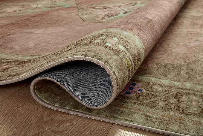 Loloi Magnolia Home by Joanna Gaines Sinclair Collection SIN-06 Clay/Tobacco 2'-3" x 9'-6", .25" Pile Height, Machine Washable, Runner Rug