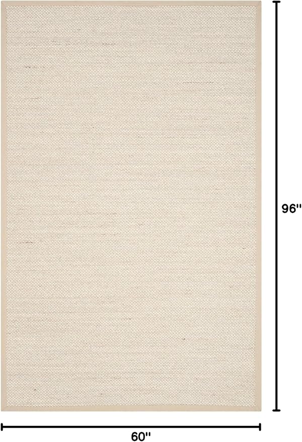 SAFAVIEH Natural Fiber Collection Area Rug - 5' x 8', Marble & Linen, Border Sisal Design, Easy Care, Ideal for High Traffic Areas in Living Room, Bedroom (NF143B)