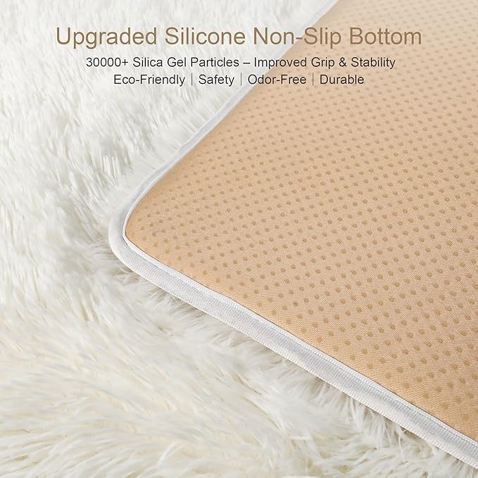 Thick Area Rug 5x8 Cream White Fluffy Shag for Bedroom, Washable Fuzzy Rug for Living Room, Modern Soft Shaggy Furry Plush Thickened Carpet for Kids Boys Girls Dorm Room Nursery, Ivory