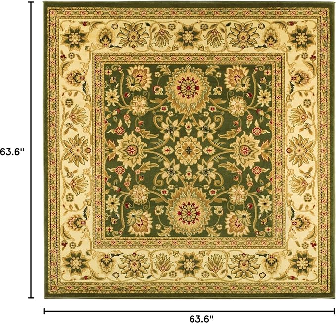 SAFAVIEH Lyndhurst Collection Area Rug - 5'3" Square, Sage & Ivory, Traditional Oriental Design, Non-Shedding & Easy Care, Ideal for High Traffic Areas in Living Room, Bedroom (LNH212C)