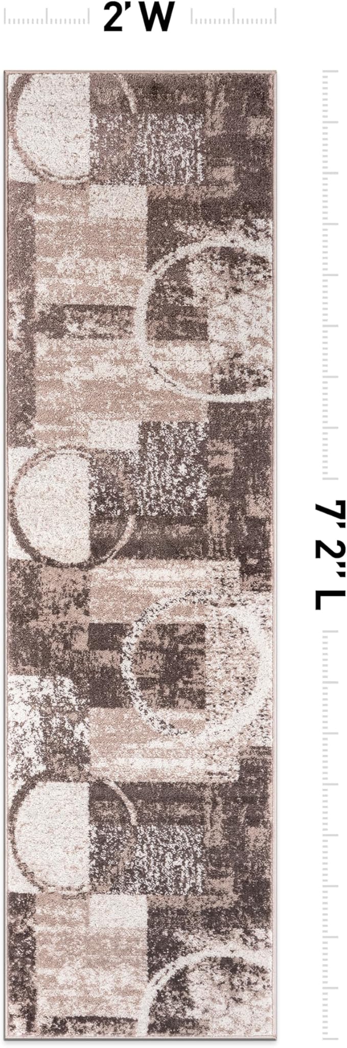 Rugshop Contemporary Abstract Circle Design Soft Runner Rug 2' x 7'2" Brown
