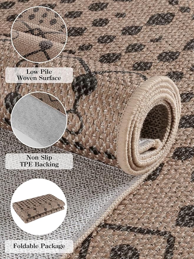 Lahome Modern Jute Hallway Runners Rug Low Pile, 2x6 Farmhouse Beige Kitchen Runner Rugs Non Skid Washable Indoor Outdoor Runner Rug, Moroccan Sisal Mat Carpet Runner for Porch Bedroom Entryway