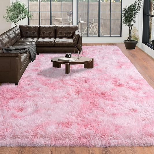 Large Rugs 8x10 Area Rugs for Living Room,Plush Fluffy Carpets for Boy and Girls Room, Modern Soft Shag Rug for Bedroom, Non Slip, Indoor Carpet for Kids Dorms Home Office Decor, Pink