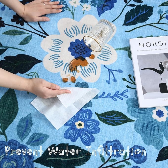 Runners for Hallways Kitchen Rug Non Slip 2'x 10' Long Washable Runner Rugs with Rubber Backing Soft Floral Carpet Runner for Hallways, Kitchen, Laundry, Bedroom, Bathroom(Blue)