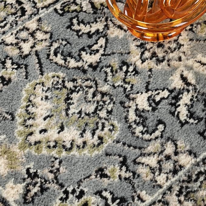 Superior Lille 3 Piece Indoor Area Rug Set, Jute Backing, Oriental Floral Decor for Hallway, Entry, Office, Kitchen, Bedroom, Living Room Floors, Plush Rugs, 2' 7" x 8', 5' x 8', 8' x 10', Cream